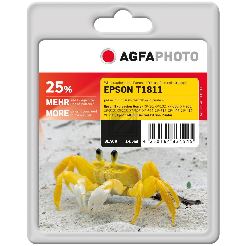 Agfaphoto Tintenpatrone schwarz HC (APET181BD) ersetzt T1811