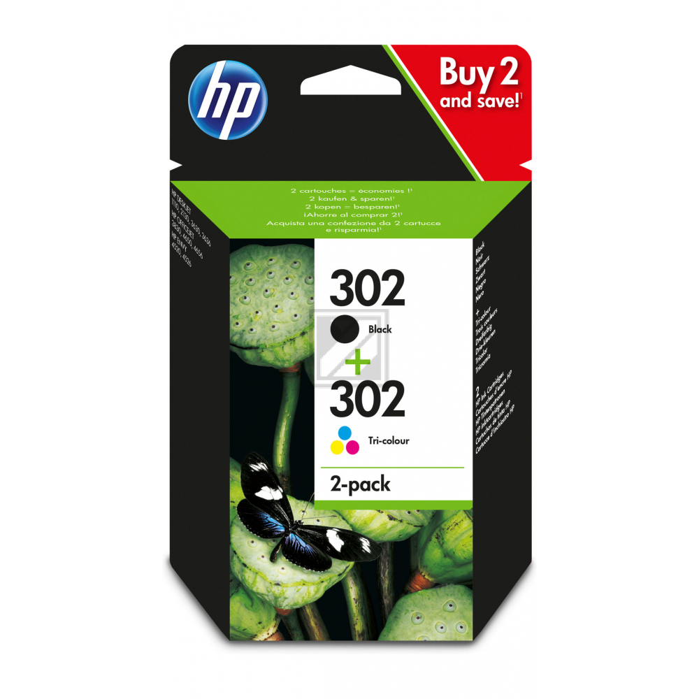 HP Tintendruckkopf cyan/gelb/magenta, schwarz (X4D37AE#301, 302)