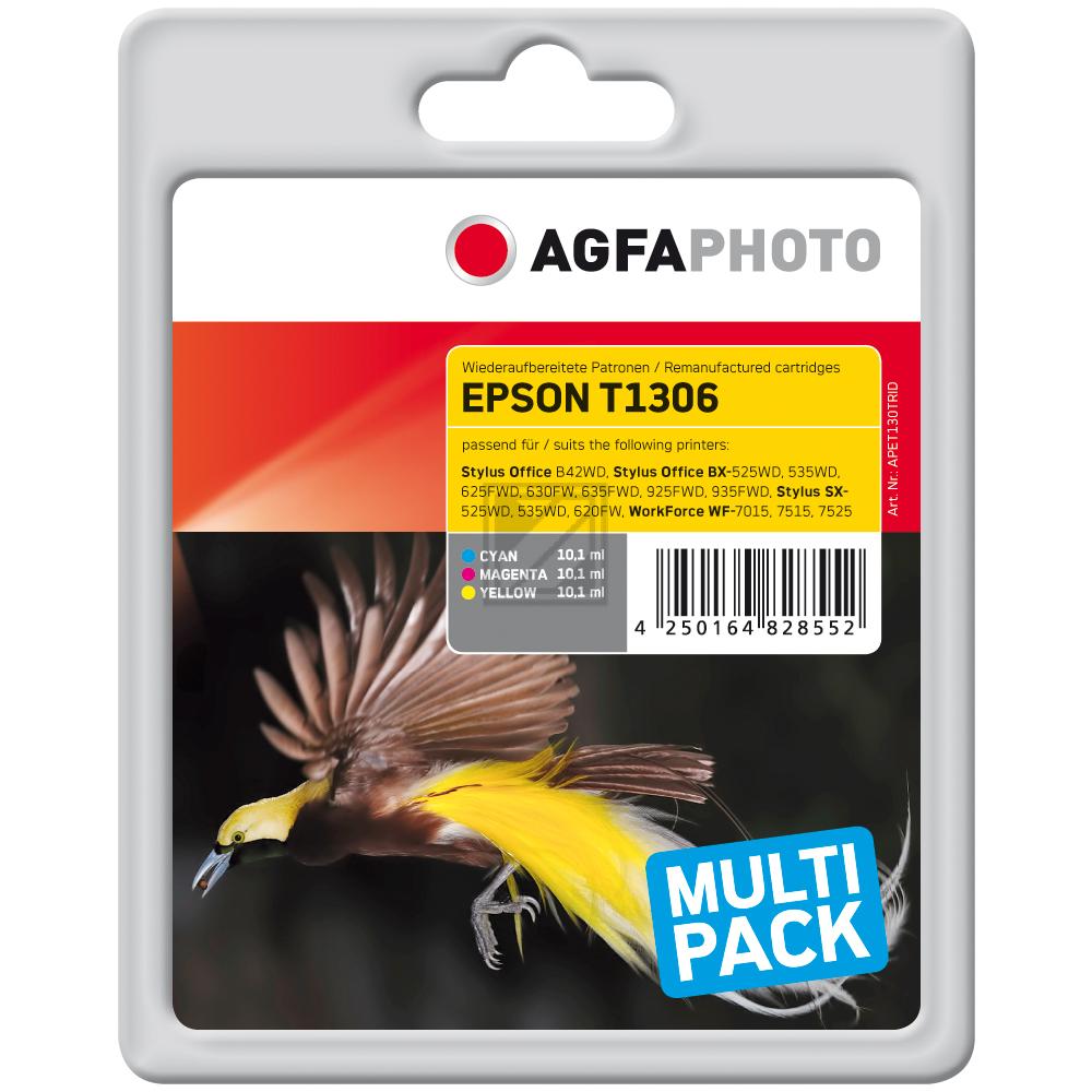 Agfaphoto Tintenpatrone gelb, magenta, cyan (APET130TRID) ersetzt T1306