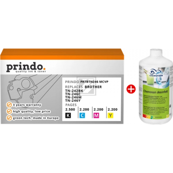 Prindo Desinfektionsmittel gelb, magenta, schwarz, cyan (PRTBTN246 MCVP 01) ersetzt TN-246C, TN-242BK, TN-246Y, TN-246M