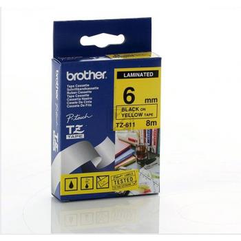 Brother Schriftbandkassette schwarz/gelb (TZE-S611)