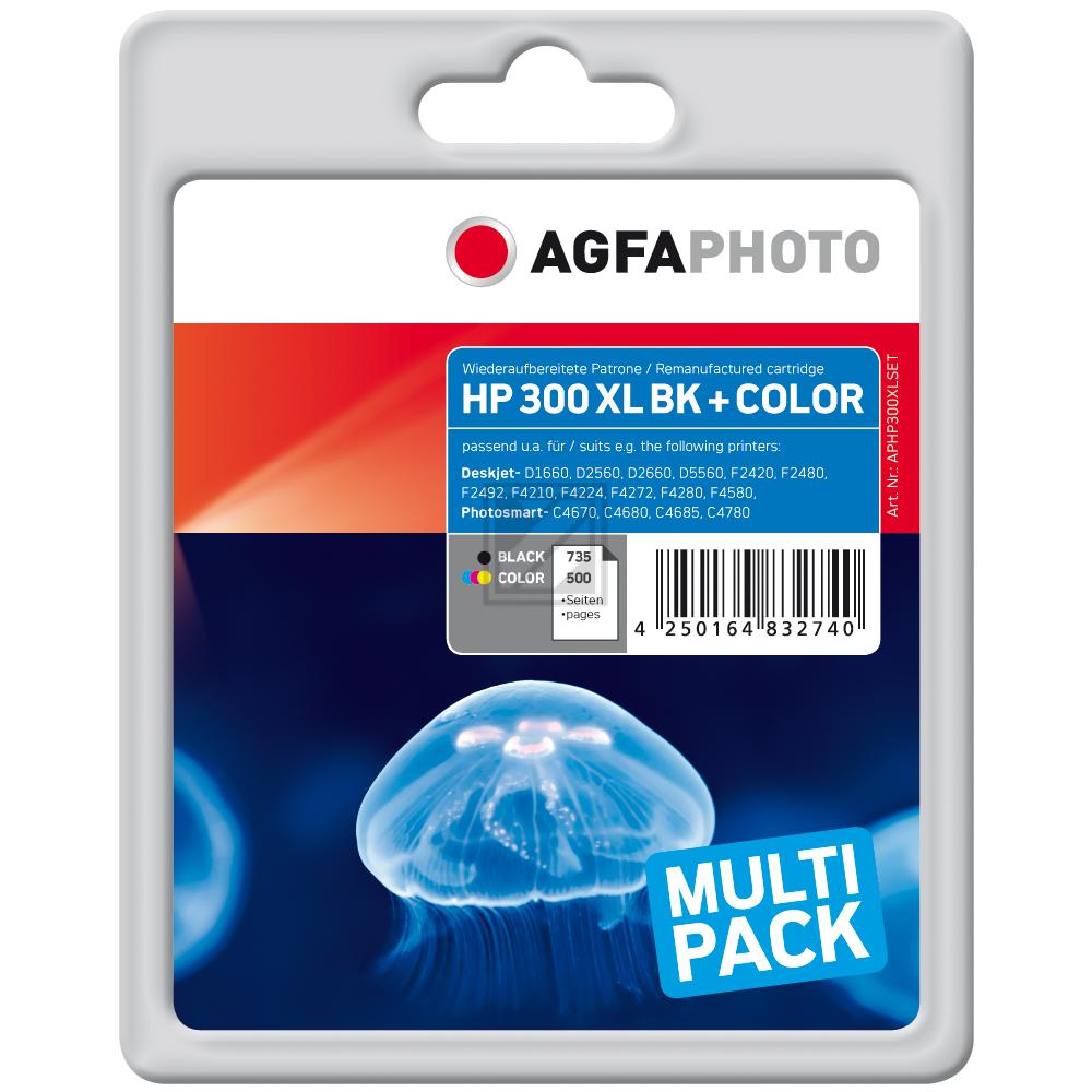 Agfaphoto Tintendruckkopf cyan/gelb/magenta, schwarz (APHP300XLSET) ersetzt 300
