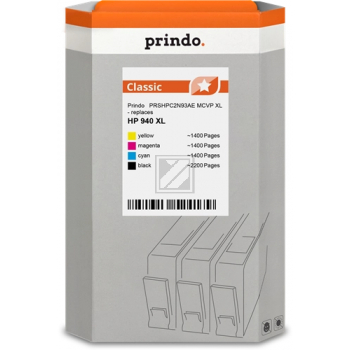 Prindo Tintenpatrone gelb, magenta, schwarz, cyan (PRSHPC2N93AE MCVP) ersetzt 940XL
