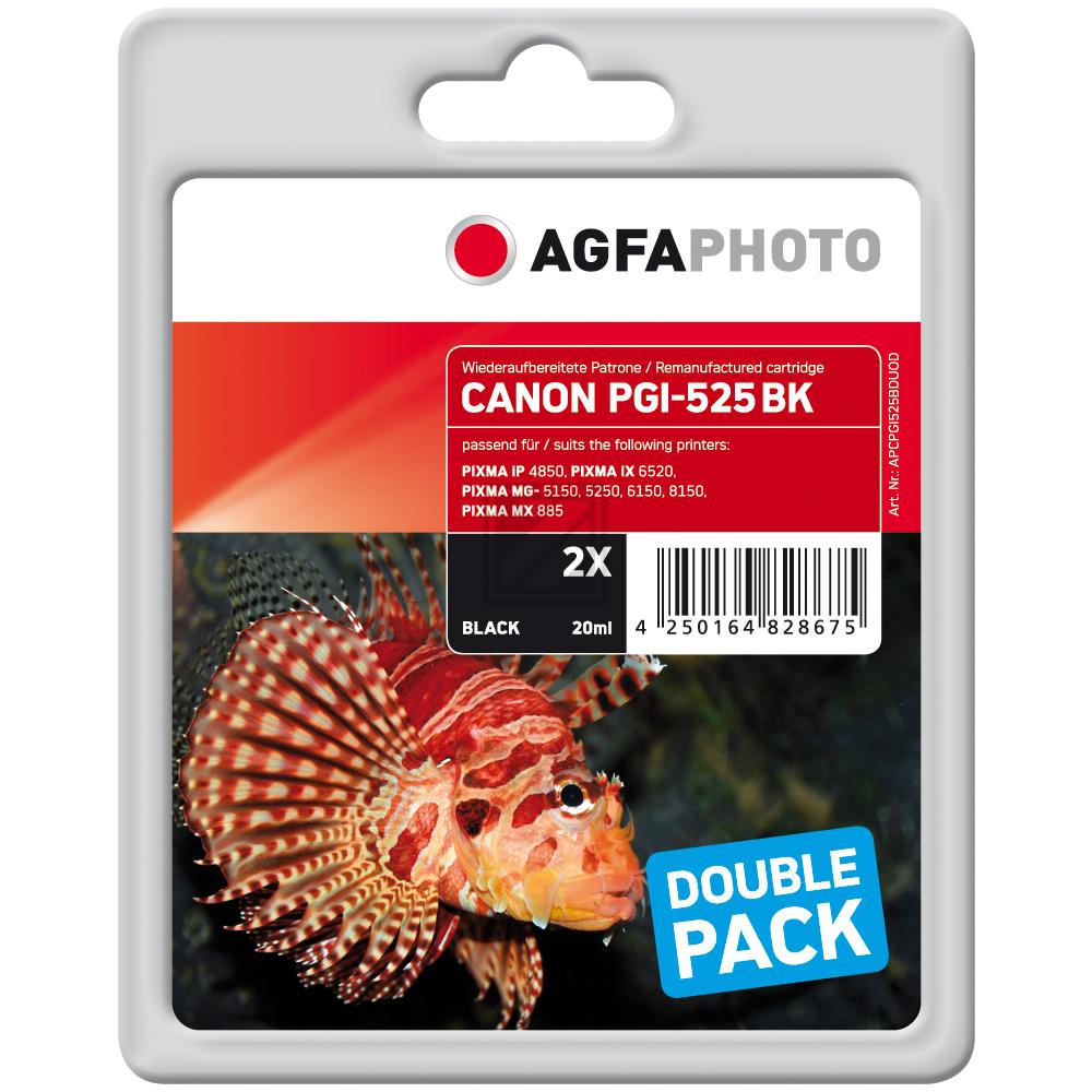 Agfaphoto Tintenpatrone 2 x photo schwarz (APCPGI525BDUOD) ersetzt PGI-525PGBK